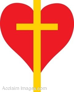 242x300 Golden Cross On A Red Heart Clip Art