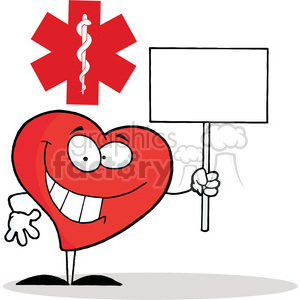300x300 Royalty Free Friendly Heart Character Holding A Blank White Sign