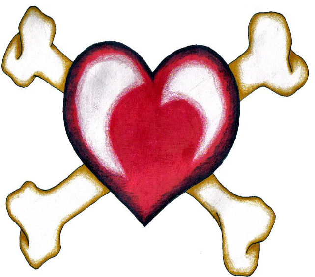 641x564 Heart And Crossbones Tattoo Design By Emjaybrady