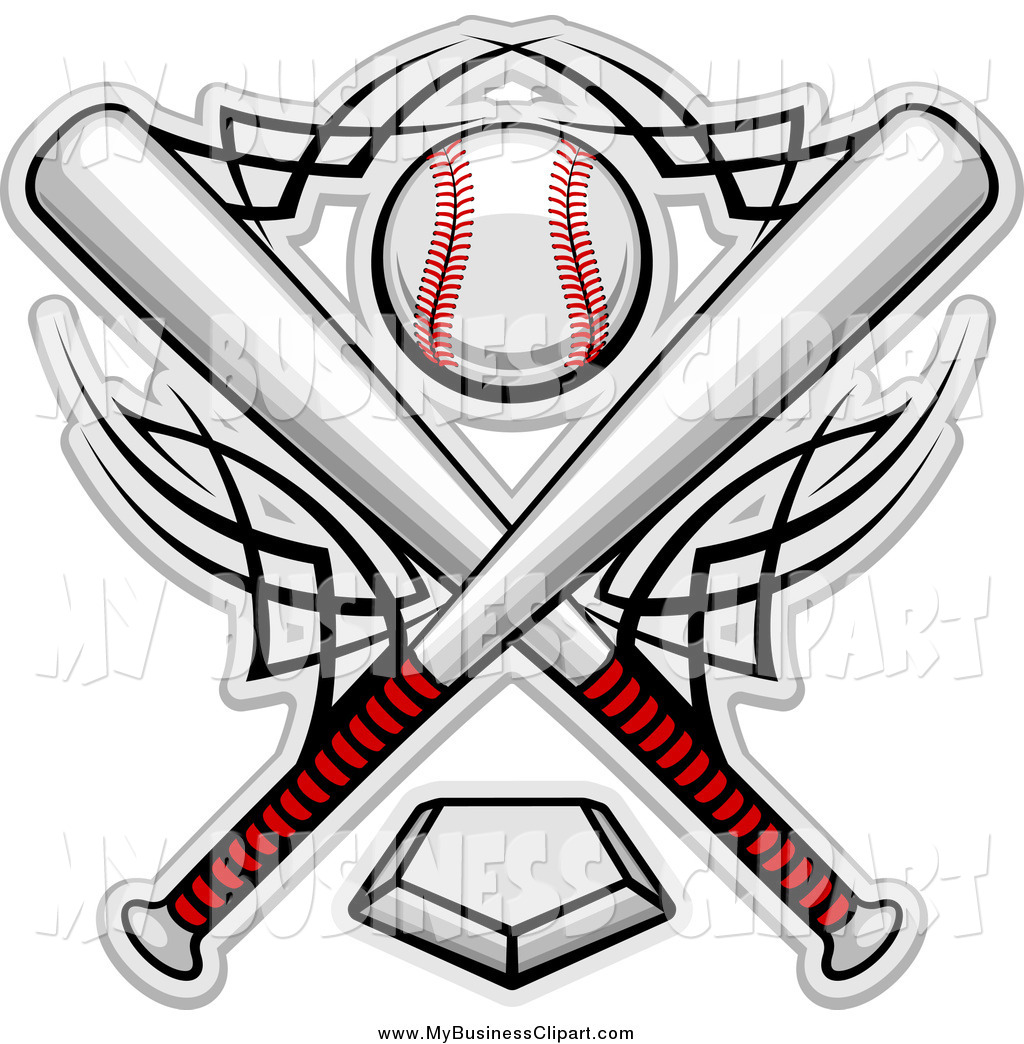1024x1044 Vector Clip Art Of A Crossed Bats And A Baseball Over A Plate By