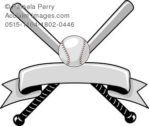 300x255 Art Image Of A Baseball Design With Metal Bats Crossed Over A Baseball