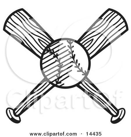 450x470 Baseball Over Two Crossed Baseball Bats Clipart Illustration By