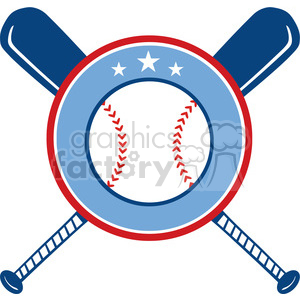 300x300 Royalty Free Crossed Baseball Bats And Ball Banner 396068 Vector