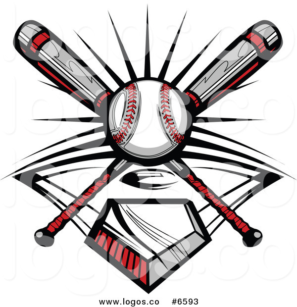 600x620 Royalty Free Of Logo Of Crossed Baseball Batsnd Ball Over