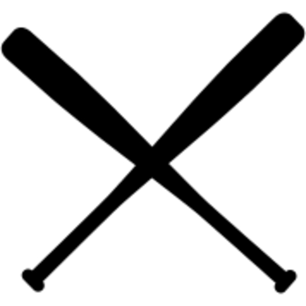 600x600 Crossed Baseball Bats Clipart Black And White