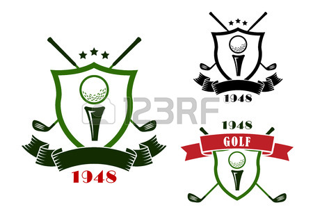450x318 Golf Club Emblems Or Logo With Balls, Clubs, Tees, Putting Green
