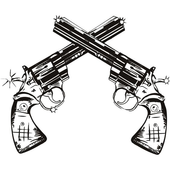 564x564 Gun Twin Pistols Wall Art Stickers Wall Decal Transfers Wall