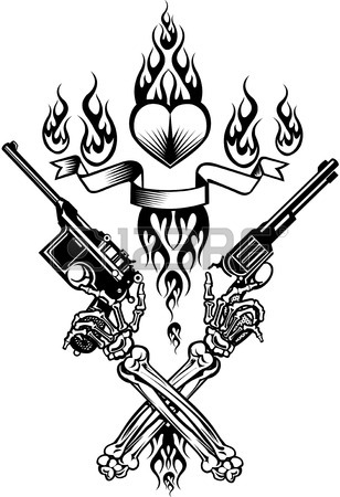 308x450 Guns And Roses Royalty Free Cliparts, Vectors, And Stock