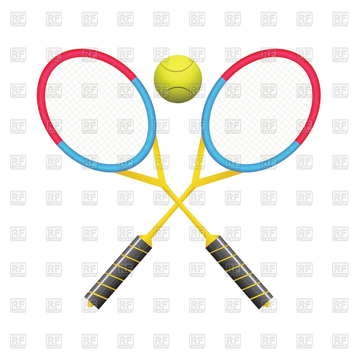 1200x1200 Crossed Tennis Rackets With Ball Royalty Free Vector Clip Art