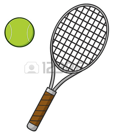 377x450 Crossed Racket And Tennis Ball. Illustration Isolated On White