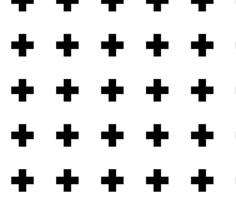 470x403 Large Swiss Cross Black On White Fabric