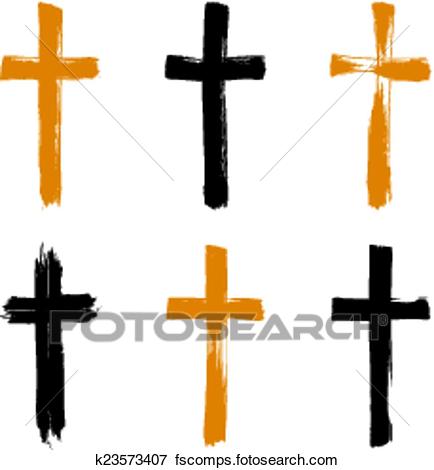 434x470 Clip Art Of Set Of Hand Drawn Black And Yellow Grunge Cross Icons