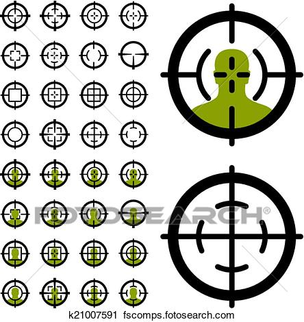 444x470 Clipart Of Vector Gun Crosshair Sight Symbols K21007591
