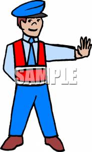 183x300 Colorful Cartoon Of A Crossing Guard With His Hand Up To Stop