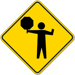 250x250 Crossing Guard Or Flagger Ahead Warning Sign