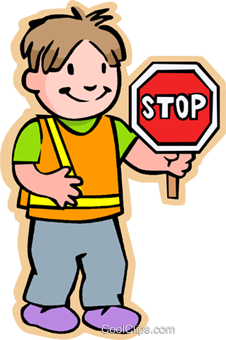 319x480 Boy Crossing Guard With Stop Sign Royalty Free Vector Clip Art