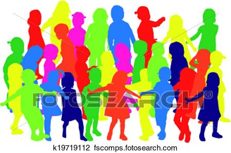 450x299 Clipart Of Group Of Children's Silhouettes