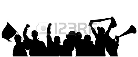 450x187 Fans Cheering Silhouette On White Background Royalty Free Cliparts