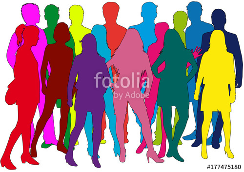 500x353 Group Of People. Crowd Of People Silhouettes. Stock Image