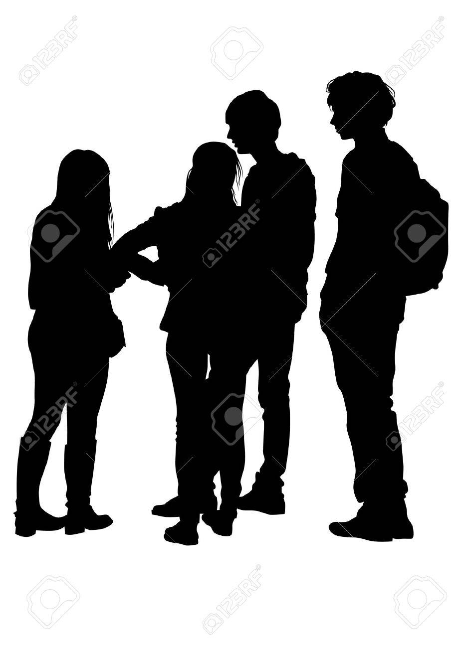 918x1300 Silhouettes Crowds Of Young People On Street Royalty Free Cliparts