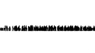 320x180 4k The Crowd Of Stand People, All In Silhouette, On A White