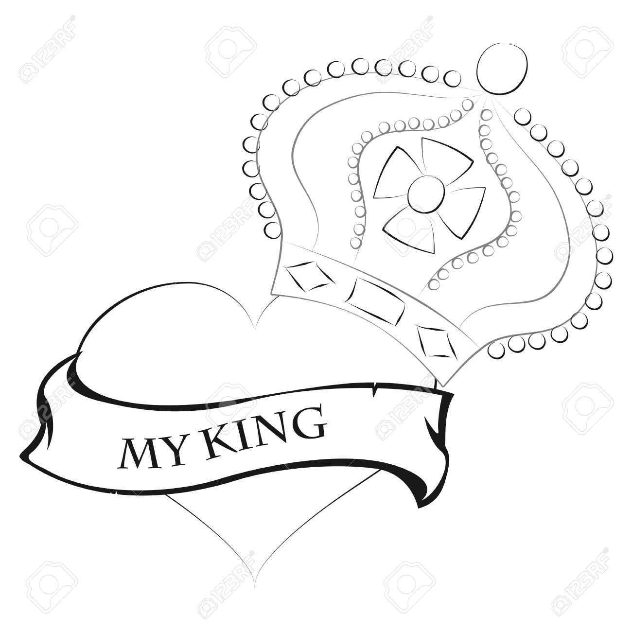 1300x1300 Pencil Drawing Of A Heart Shape With A King Crown King And My