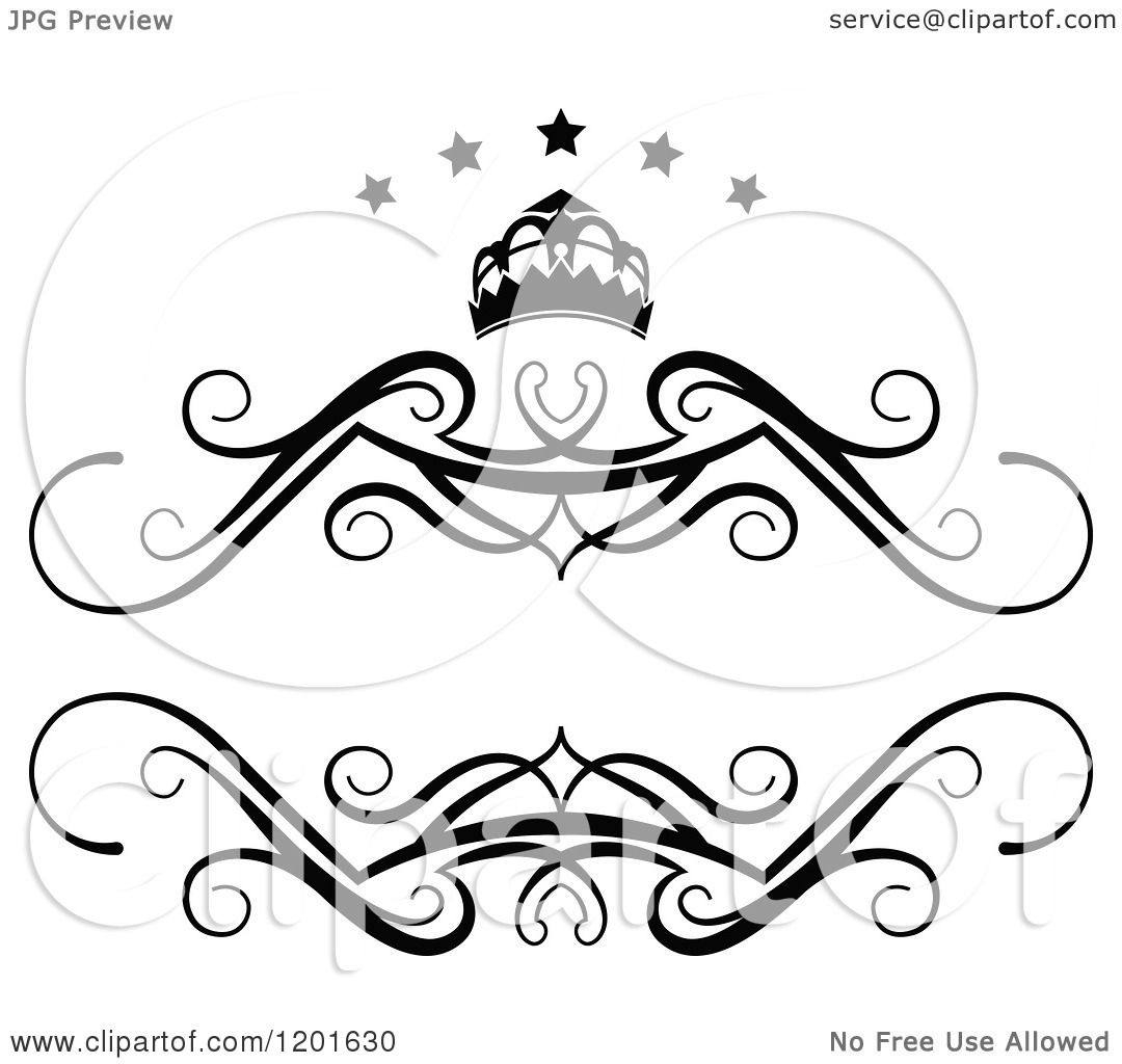 1080x1024 Clipart Of A Vintage Black And White Frame With A Crown And Stars