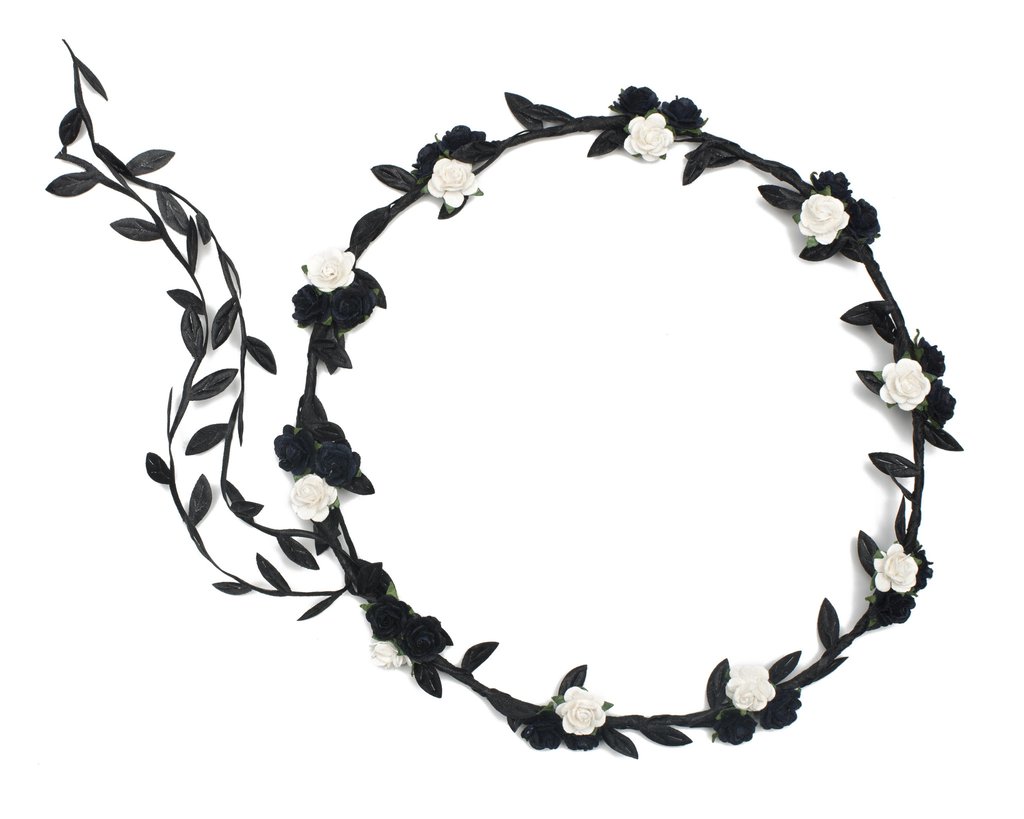 1024x819 White And Black Flower Crown, Paper Rose Flower Crown Beauxoxo