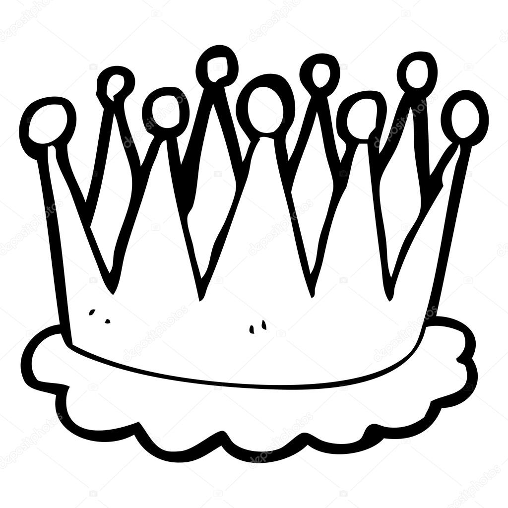 1024x1024 Black And White Cartoon Crown Stock Vector Lineartestpilot