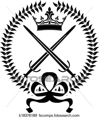397x470 Clip Art Of Royal Emblem With Crossed Swords K18376189