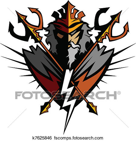 450x466 Clip Art Of Titan Mascot With Trident And Crown K7625846