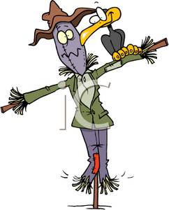242x300 Crow Sitting On The Arm Of A Scarecrow Clipart Picture