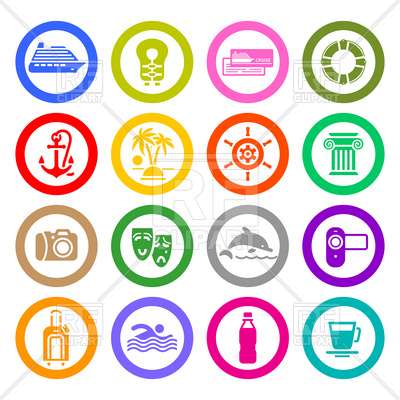 400x400 Sea Cruise And Recreation Icons Set Royalty Free Vector Clip Art