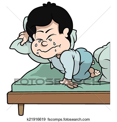 450x470 Clip Art Of Boy Crying In Bed K21916619