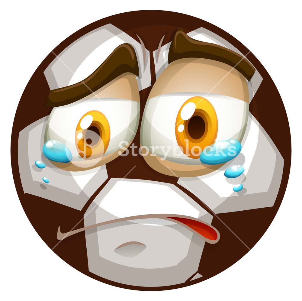 1000x996 Soccer Ball With Crying Face Illustration Royalty Free Stock Image