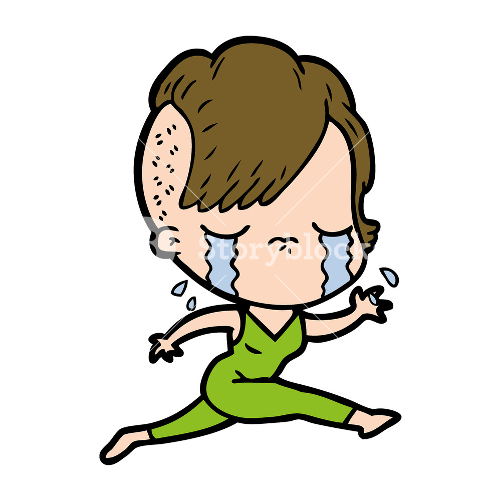 1000x1000 Cartoon Crying Girl Running Royalty Free Stock Image