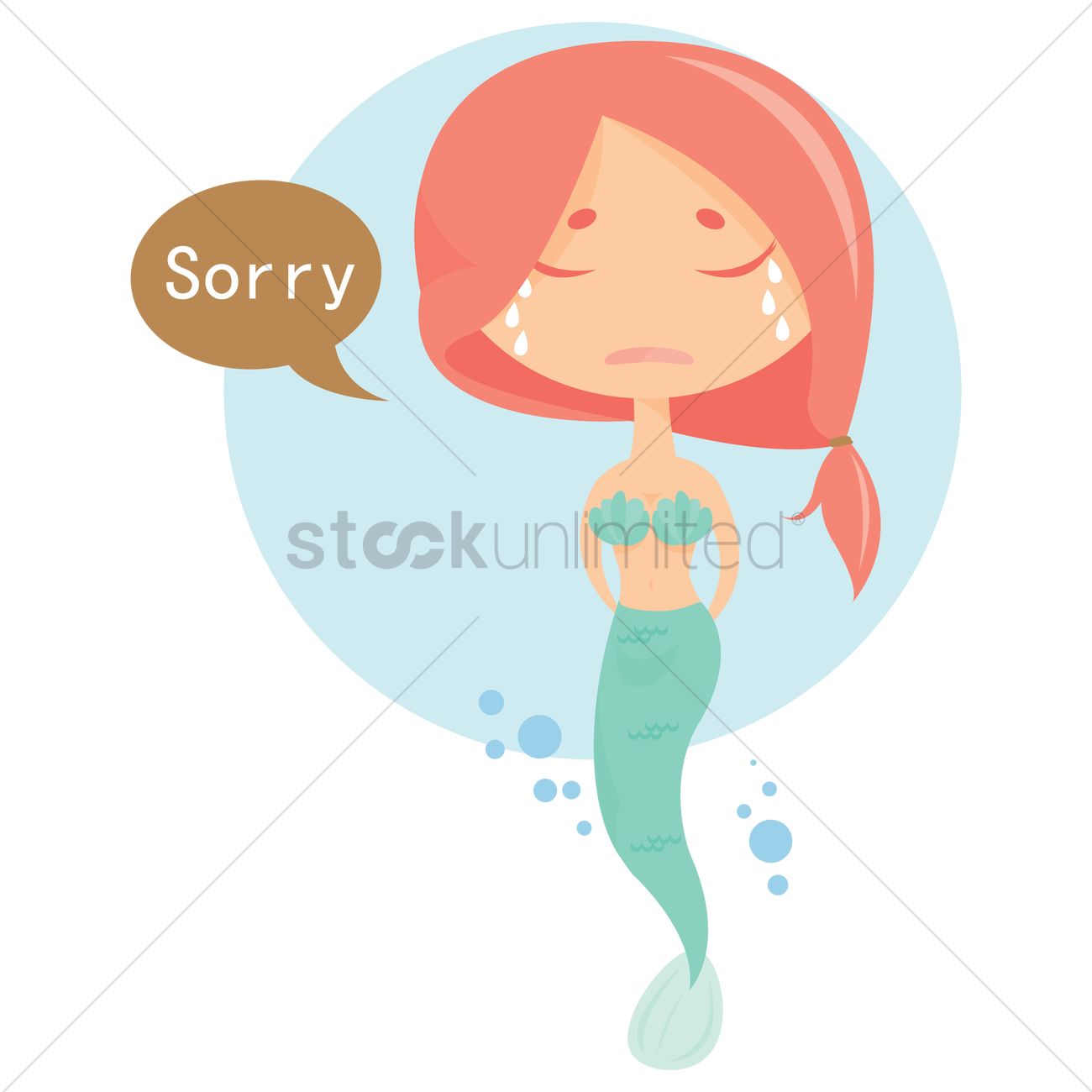 1300x1300 Free Apologetic Mermaid Crying Vector Image