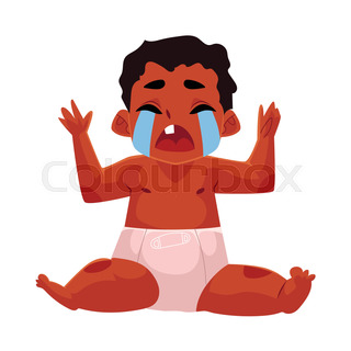 320x320 Cartoon Baby Crying. Vector Clip Art Illustration With Simple