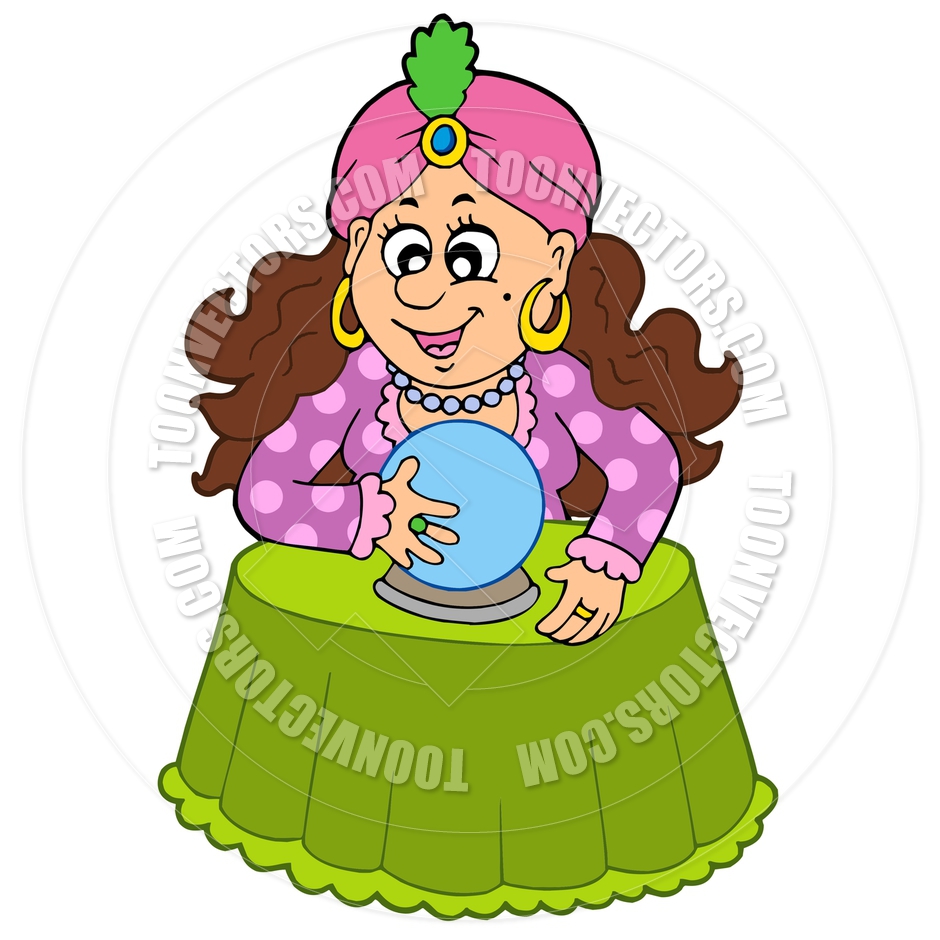 940x940 Cartoon Fortune Teller With Crystal Ball By Clairev Toon Vectors