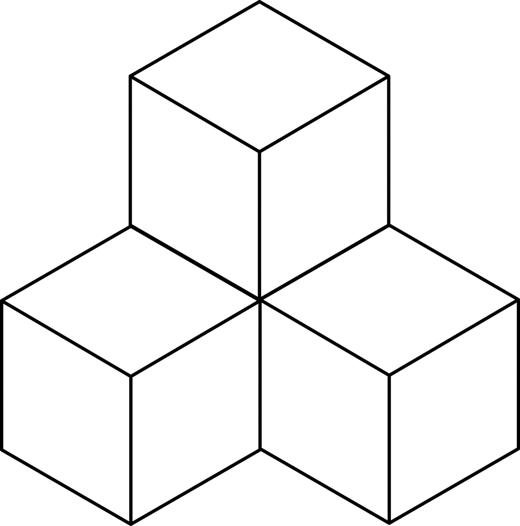 1011x1024 4 Stacked Congruent Cubes Clipart Etc