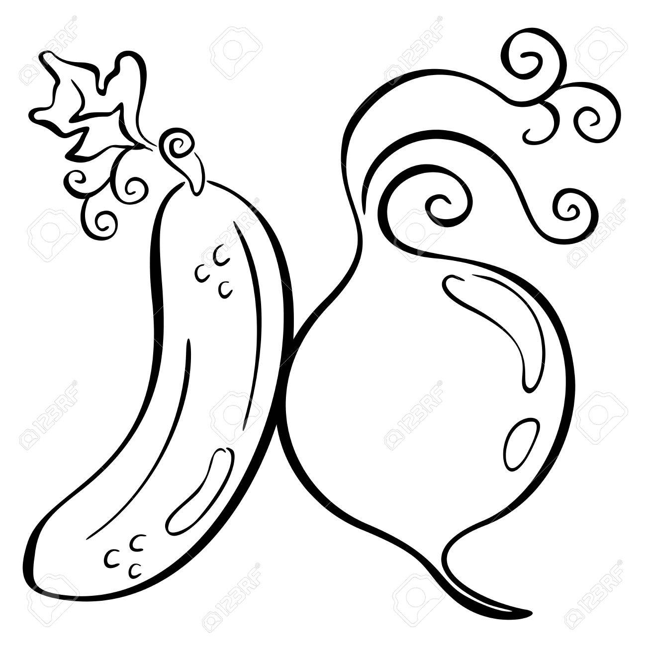 1299x1300 Picture Suggestion For Cucumber Black And White Clipart