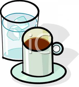 273x300 Art Image A Glass Of Water And A Cup Of Hot Chocolate