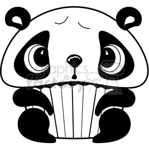 300x300 Royalty Free Black And White Cupcake Panda Bear 387226 Vector Clip