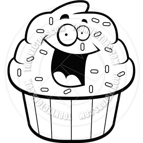 460x460 Cupcake Smiling (Black And White Line Art) By Cory Thoman Toon
