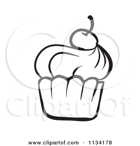 450x470 Black And White Cupcake Outline Clipart