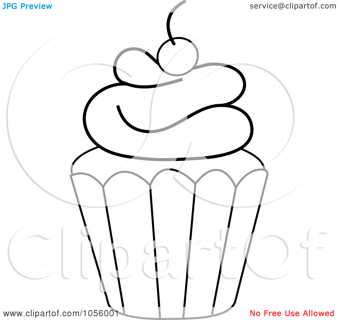 1080x1024 Black And White Cupcake Outline Clipart