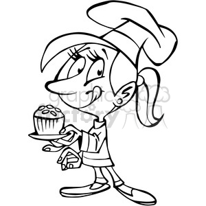 300x300 Royalty Free Young Female Baker With Cupcake Black White 389859