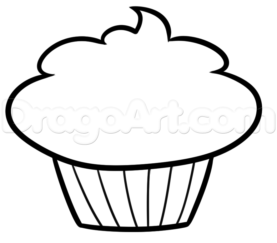 886x778 Drawn Cupcake Easy Draw