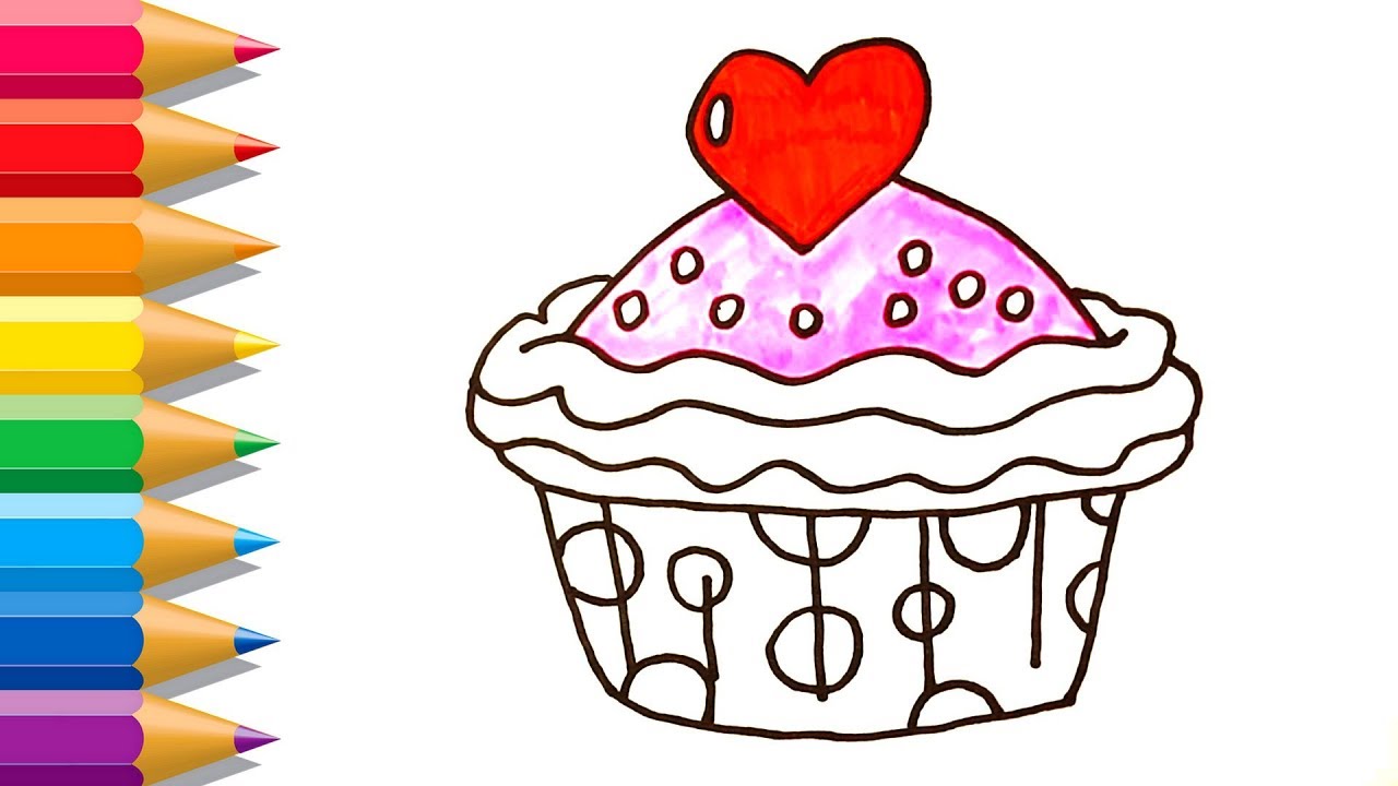 1280x720 How To Draw A Rainbow Cupcake Easy Cute Cupcake Coloring Pages