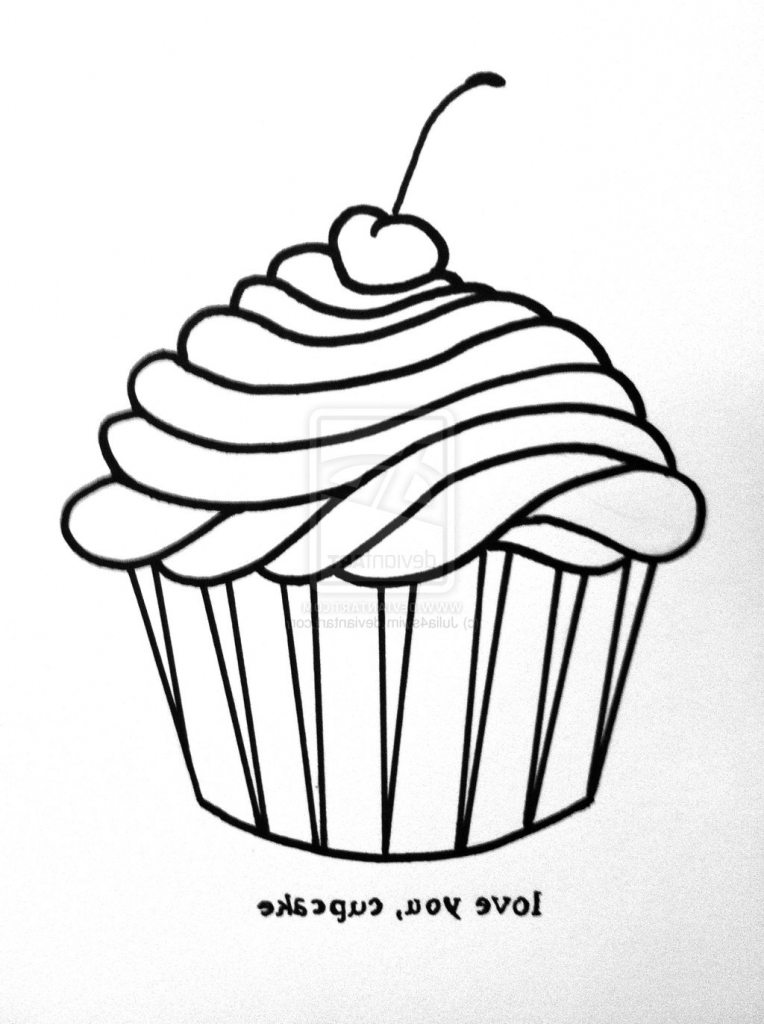 764x1024 A Drawing Of A Cupcake How To Draw A Cupcake Cupcake Clipart